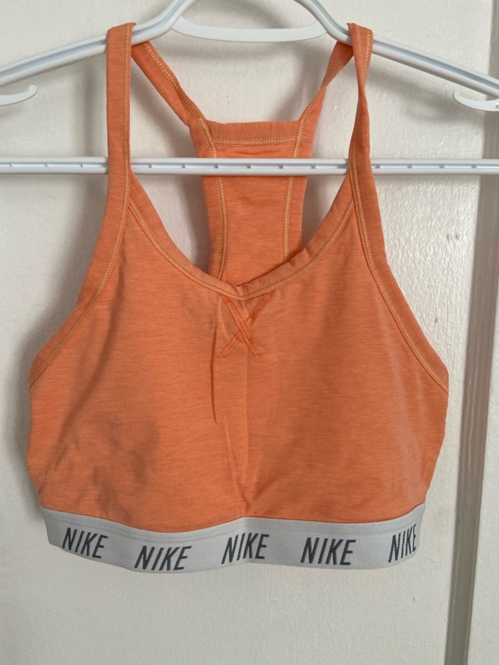 Nike Orange Racerback Sports Bra with Grey Logo Band